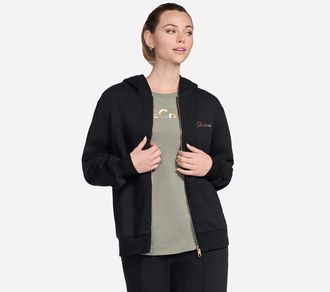 Skechers Trainingsjacke SKECHERS SKECH-SWEATS SIGNATURE FZ HOODIE, Damen, Gr. XS, schwarz, Obermaterial: 70% Baumwolle, 30% Polyester, Jacken Trainingsjacke