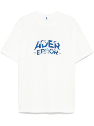 Ader Error logo-embroidered T-shirt - men - Polyester/Cotton - M - Neutrals