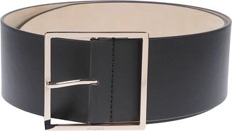 Max Mara Brede Leren Riem - Dames - Riemen - Zwart - L - Leer - Accessoires