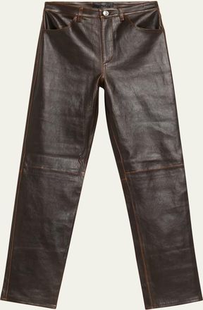 SPRWMN Leather Five-Pocket Slim Straight Pants