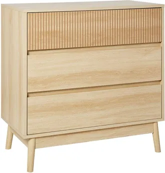 Beliani Cassettiera moderna a 3 cassetti mdf Gambe in legno di pino Legno chiaro Galles