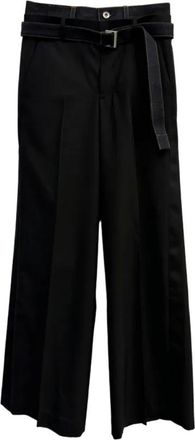 sacai Broeken, Dames, Zwart, M, Denim, Suiting x Denim Pants