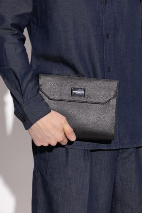 Emporio Armani Leather Shoulder Bag, Mens, Black