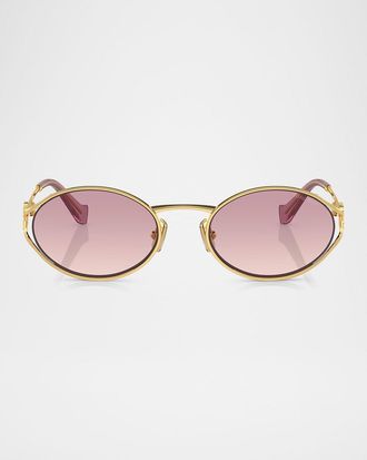 Miu Miu Cut-Out Metal & Plastic Oval Sunglasses