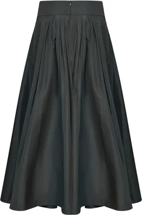 Max Mara Womens Taffeta Pleated Skirt Smmromina Dark Green Polyester