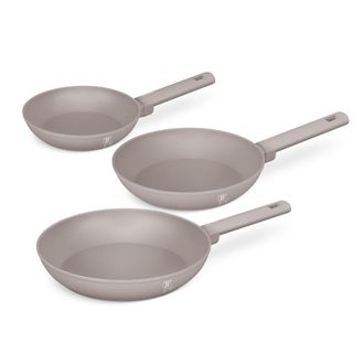 Berlinger Haus Juego de 3 sartenes aluminio forjado taupe 20/24/28 cm