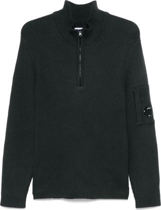 C.P. Company Ribtrui in Zwart Katoen Nylon - Heren - Coltruien - Zwart - 2XL - Katoen - Truien & Vesten