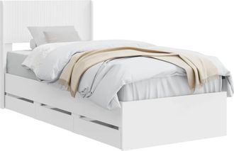 vidaXL Estructura De Cama Con Almacenamiento Y Cabecero Blanco Vidaxl