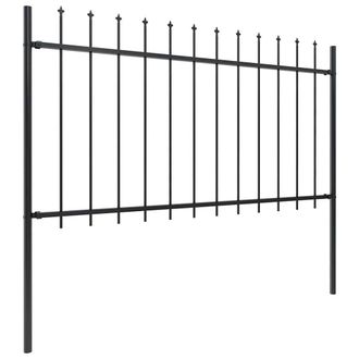 Berkfield Home Garden Fence with Spear Top Steel 11.9x1 m Black