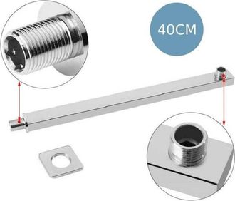 Trade Shop Trade Shop - Braccio Per Soffione Doccia Quadrato In Ottone Cromato Completo Di Rosone 40cm