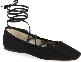 Loeffler Randall Louisa Ankle Wrap Ballet Flat in Black at Nordstrom Rack, Size 5.5