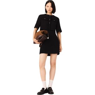 Maje 2-in-1 shiny tweed dress in Black at Nordstrom, Size 40 Eu