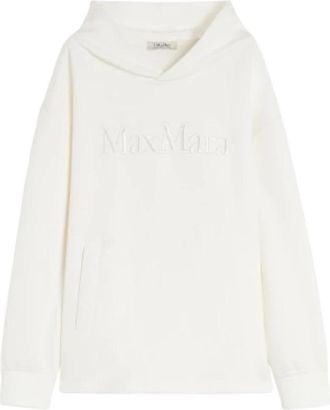Max Mara Jersey Sweatshirt - Dames - Hoodies - Wit - S - Katoen - Hoodies & sweatvesten