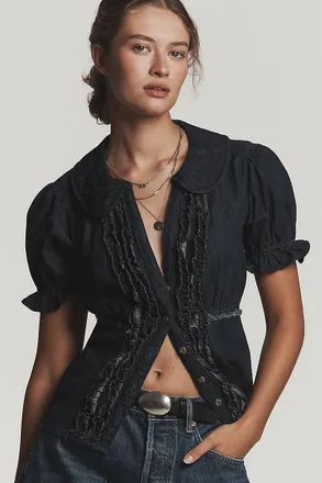 Pilcro Keira Denim Waisted Blouse