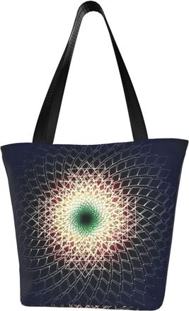 AOOEDM Fractals Sequences Sacred Geometry Reusable Grocery Bag Shopping Bag Casual Shoulder Bag Handbag for Men Women ECO Market Bag Beach Bag Travel Totes