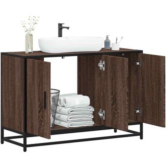 vidaXL Mobile Lavabo Bagno Rovere Marrone 90x33x60cm Legno Multistrato - Vidaxl