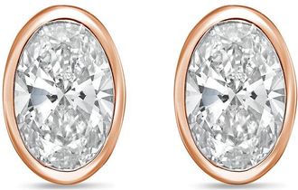 Diana M. Jewels 14Kt Rose Gold 2.50 cts Lab Grown Oval Diamond Bezel Studs