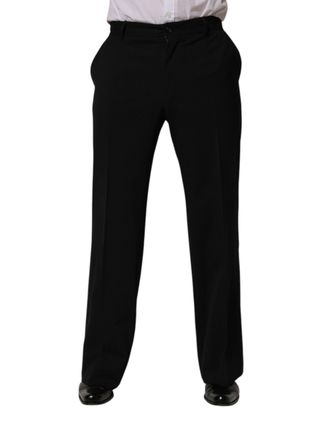 Dolce & Gabbana Black Wool Straight Men Dress Trouser Mens Pants (Pre-Owned)