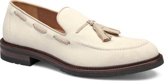 Johnston & Murphy Hartford Tassel Loafer in Ivory Italian Suede at Nordstrom, Size 10.5