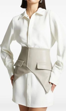 Mani&egrave;re De Voir Keira mini-blousejurk met korset-overlay - Wit