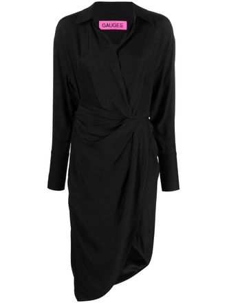 Gauge81 gathered-front shirt dress - women - Silk - S - Black