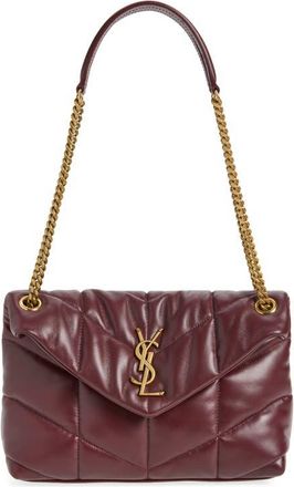 Saint Laurent Small Loulou Leather Puffer Bag in Rouge Cabernet at Nordstrom
