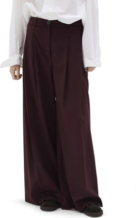 PDR Phisique Du Role Burgundy New Milano Technical Hand Virgin Wool Wide-Leg Pants