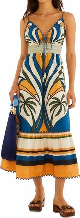 Farm Rio Tropical Graphic Sleeveless Maxi Dress In Multi Blue