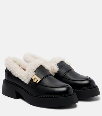 Ferragamo Mocassini Caminia in pelle con shearling