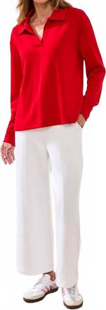Tribal Techno Lux Scuba Johnny Collar Top In Sangria