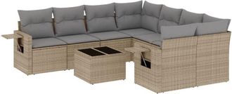 vidaXL Set De Sof&aacute;s De Jard&iacute;n 9 Pzas Con Cojines Rat&aacute;n Sint&eacute;tico Beige Vidaxl