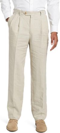 Berle Pleat Front Linen Pants in Tan at Nordstrom, Size 32
