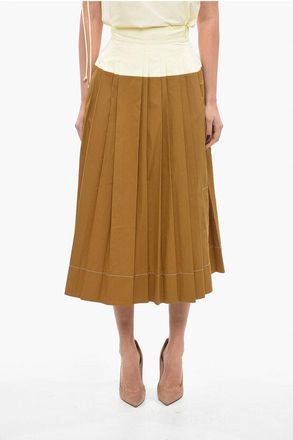 Tory Burch Two Tone Popeline Cotton Accordion Skirt size 42