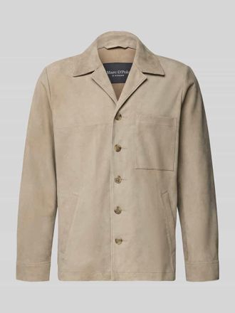 Marc O'Polo Regular Fit Ziegenlederjacke mit Brusttasche in Hellbraun, Gr&ouml;&szlig;e 46