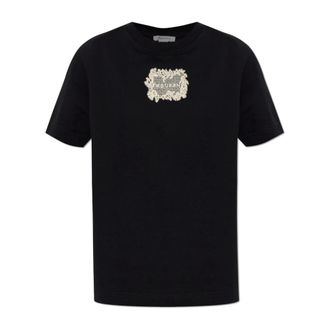 Alexander McQueen Alexander McQueen, T-Shirts, female, Black, Size: XS T-shirt with lace applique