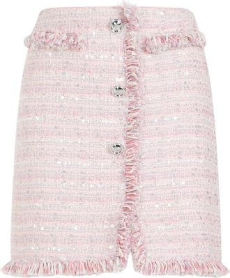 Giambattista Valli Roze & Paarse Mini Rok Franjes - Dames - Korte rokken - Roze - XS - Katoen - Rokken