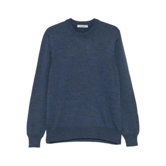 La Fileria Round-neck Knitwear, male, Blue, XL, Blue Wool Crew Neck Jumper