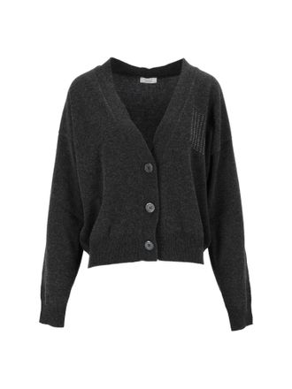 PESERICO Deep V-Neck Buttoned Knit Cardigan