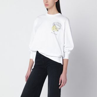 Ganni White Knit Top With Logo Print