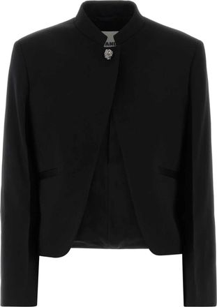 Jil Sander Black Cropped Stand Collar Jacket