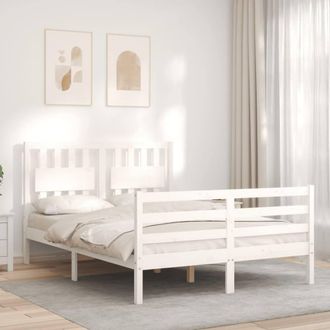 Berkfield Home Beautiful Bed Frame with Headboard White 140x190 cm Solid Wood
