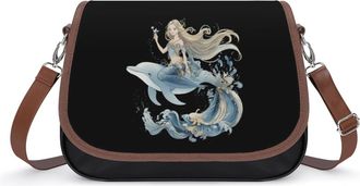 Generic Mermaid1 Is Riding on Dolphin Fashion Womens Crossbody Bags Novelty Handbag Shoulder Bag Purse