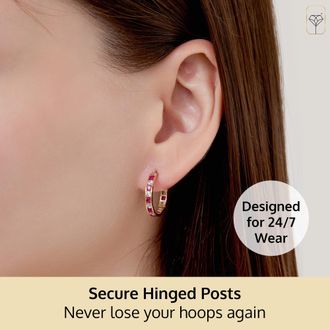 MAX + STONE Solid 14K Yellow Gold Cubic Zirconia Huggie Hoop Earrings in White, Pink or Red
