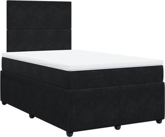 vidaXL Cama Box Spring Con Colch&oacute;n Terciopelo Negro 120x190 Cm Vidaxl