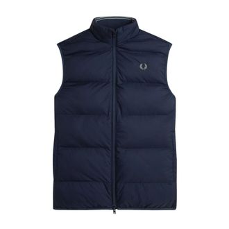 Fred Perry Jassen, Heren, Blauw, M, Leer, Gewatteerd Vest