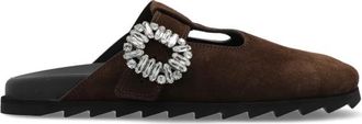 Roger Vivier Slidy Viv Suede Slides - Dames - Slip ons - Bruin - 40 EU - Leer - Schoenen