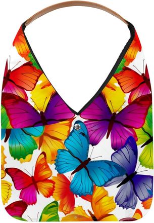 Generic Butterfly Reusable Lightweight Grocery Bags - Foldable Into Compact Pouch, Washable & Sturdy, Multipurpose for Shopping and Travel