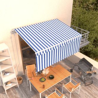 vidaXL Vidaxl - Toldo Autom&aacute;tico Retr&aacute;ctil Con Persiana Azul Y Blanco 3x2,5m