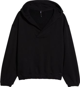 Prana Dreamterry V-Neck Hoodie in Black at Nordstrom, Size X-Large