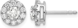 Diamond2Deal 14K White Gold 1 ct Lab Grown Diamond Round Halo Stud Earrings VS Clarity, G-H Color